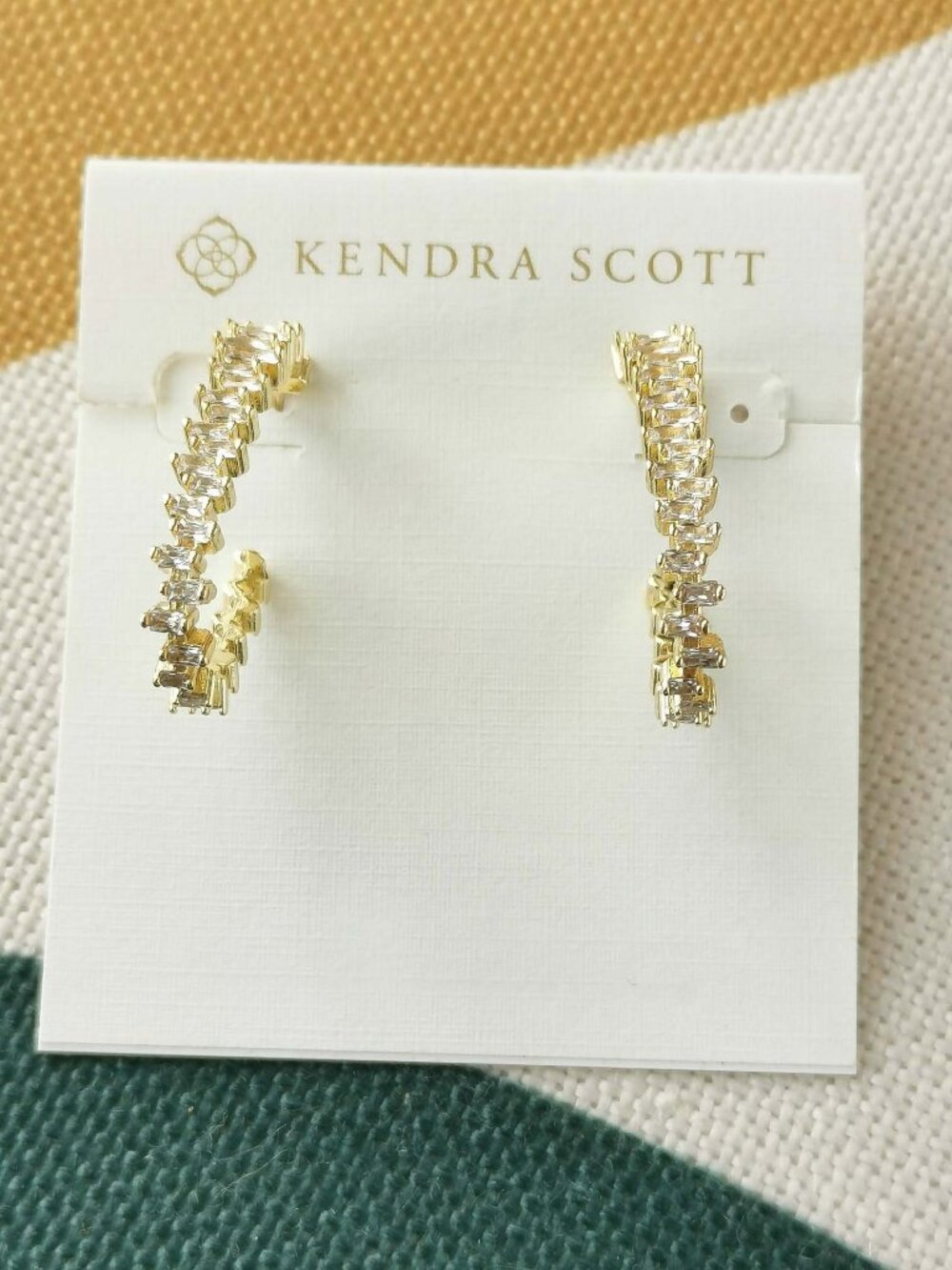 Kendra Scott Juliette Gold White Crystal Oval Hoops